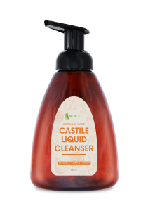 A bottle of castle liquid cleanser (bergamot-orange-ginger)