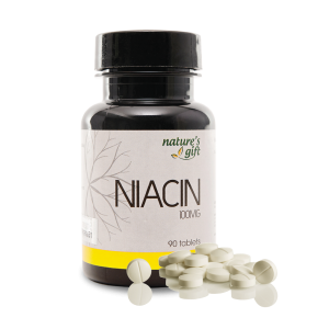 Bottle of Niacin tablets